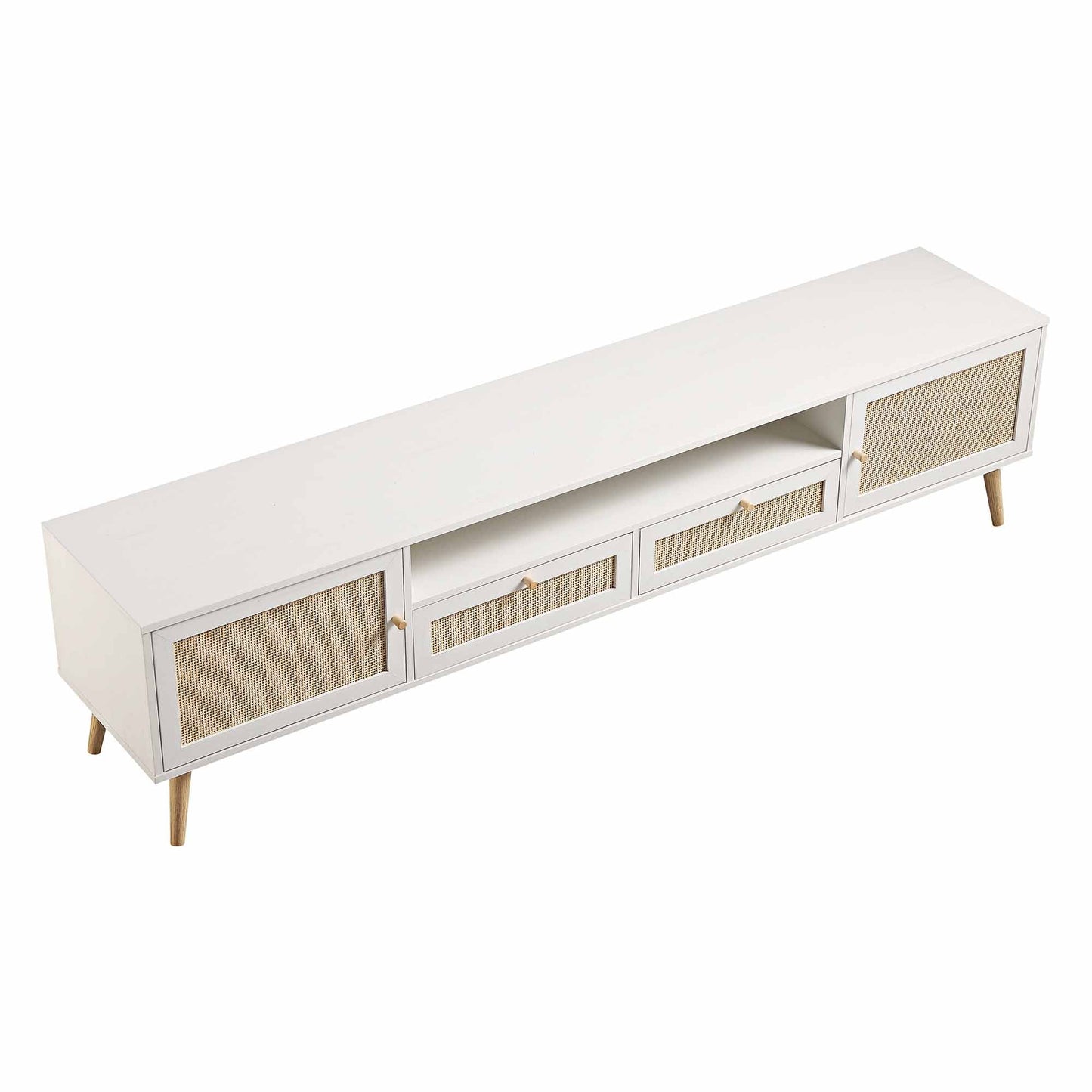 Frances Woven Rattan 200cm Wide TV Unit, White