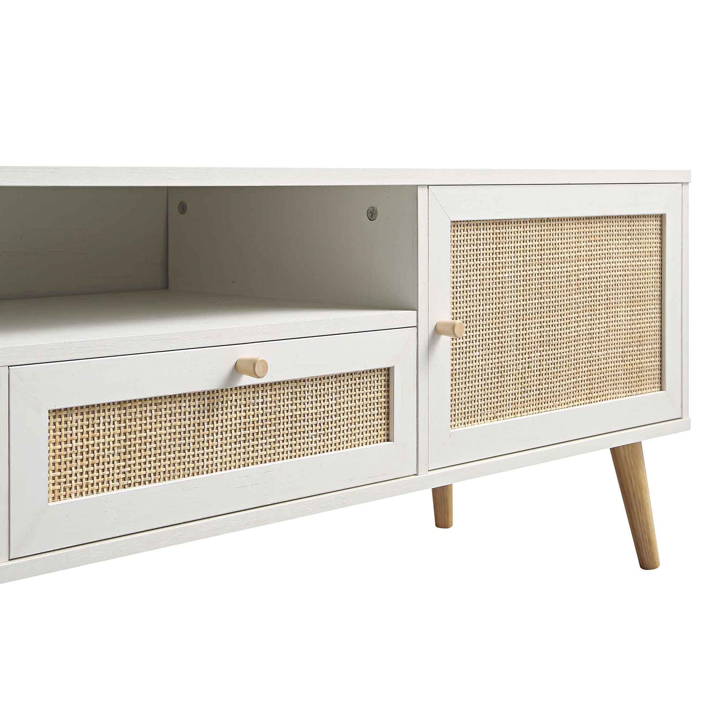 Frances Woven Rattan 200cm Wide TV Unit, White