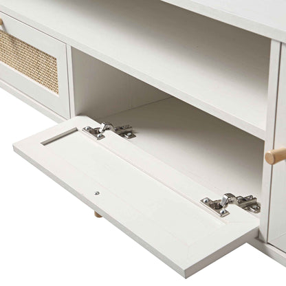 Frances Woven Rattan 200cm Wide TV Unit, White