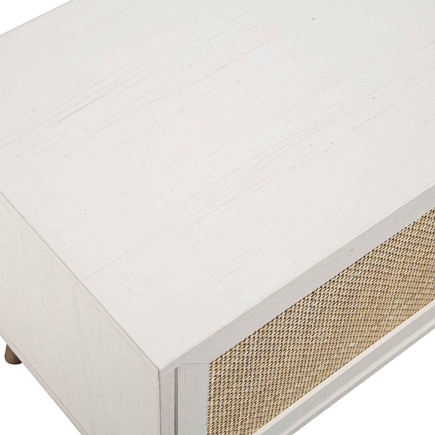 Frances Woven Rattan 200cm Wide TV Unit, White