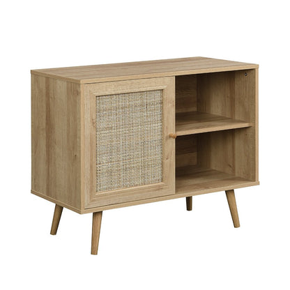 Frances Woven Rattan 1-Door Cabinet in Natural