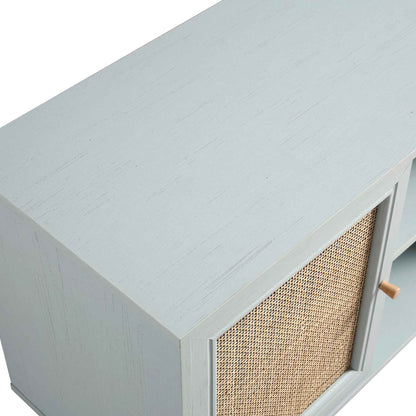 Frances Woven Rattan 1-Door Cabinet in Mint