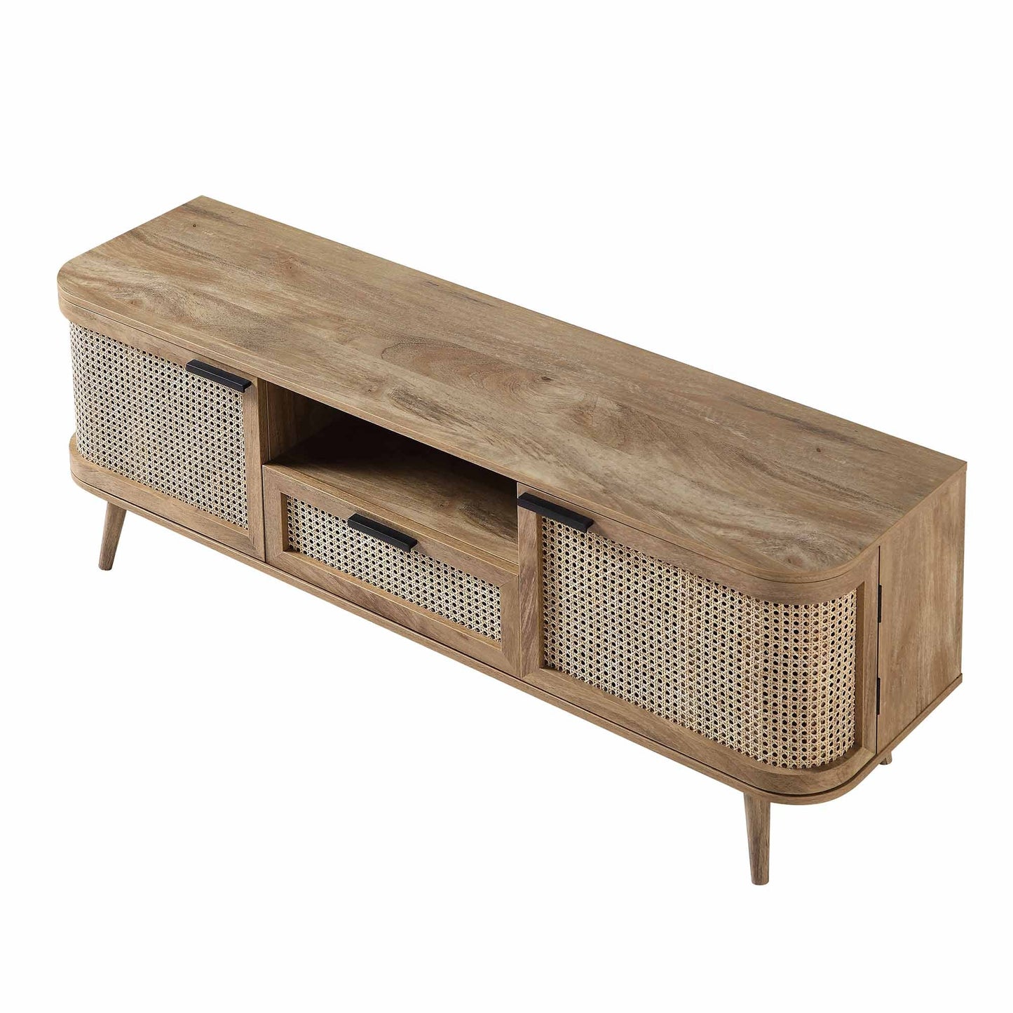 Izzy Curved Rattan 150cm TV Unit, Natural
