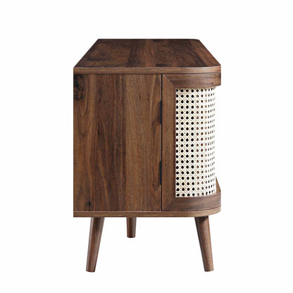 Izzy Curved Rattan 150cm TV Unit, Walnut