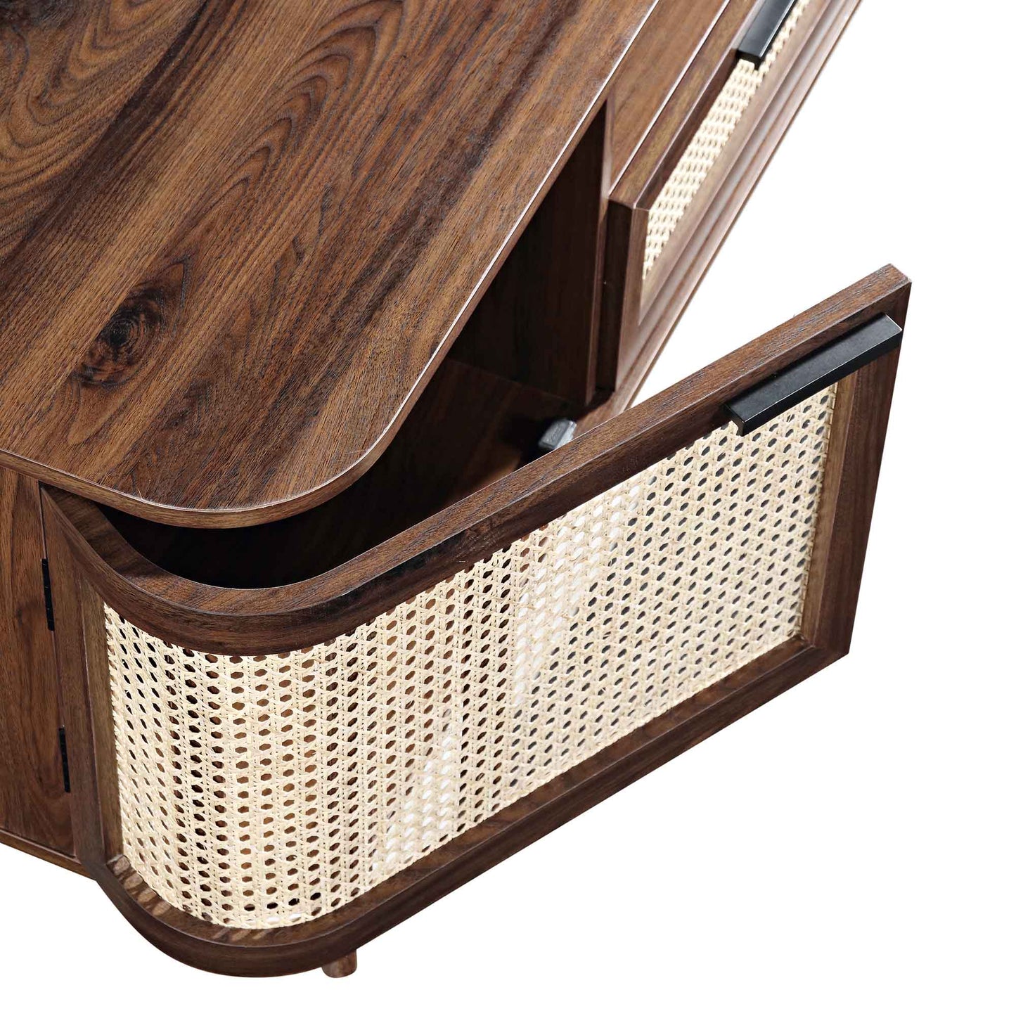 Izzy Curved Rattan 150cm TV Unit, Walnut