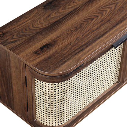 Izzy Curved Rattan 150cm TV Unit, Walnut