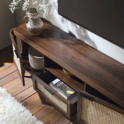 Izzy Curved Rattan 150cm TV Unit, Walnut