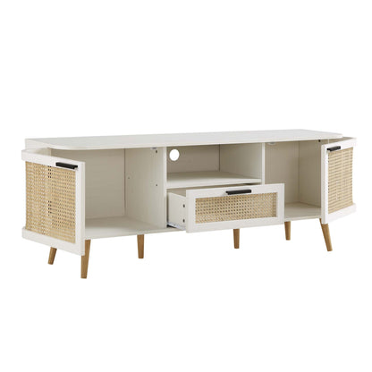 Izzy Curved Rattan 150cm TV Unit, White