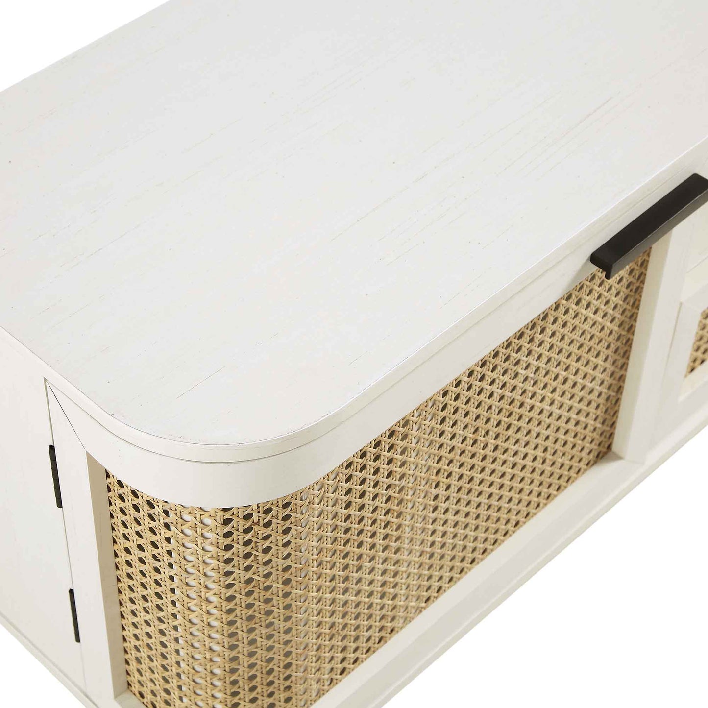 Izzy Curved Rattan 150cm TV Unit, White