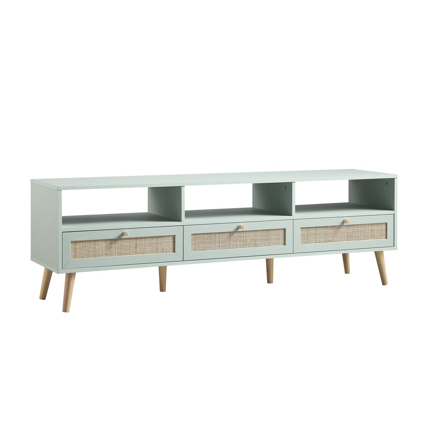 Frances Woven Rattan 160cm 3-Drawer TV Unit, Mint