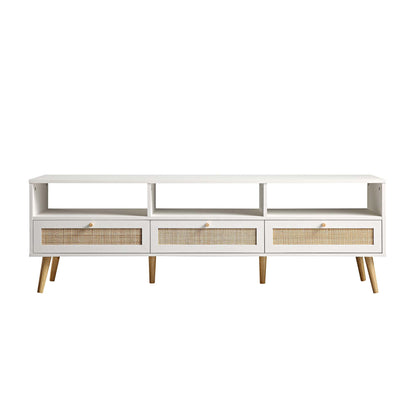 Frances Woven Rattan 160cm 3-Drawer TV Unit, White