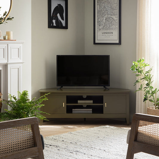 Oakham 120cm Corner TV Unit, Olive Grove