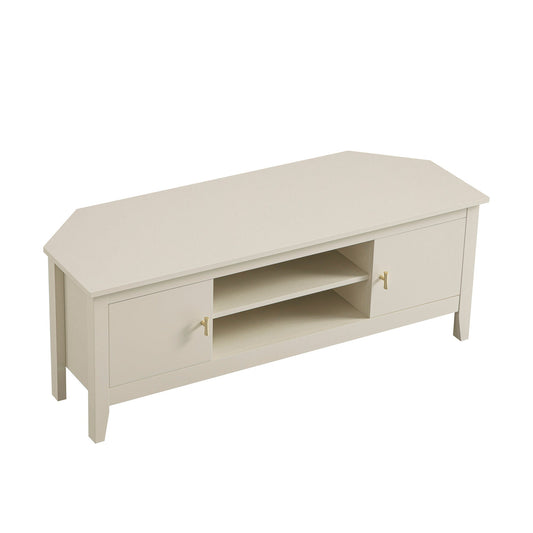 Oakham 120cm Corner TV Unit, Shaded White