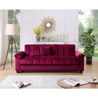 Fabric Upholstered Channel Back Living Room Convertible Sofabed