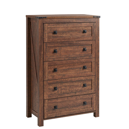 48 Tall Farmhouse 5 Drawer Wood Dresser, Chest of Drawers for Bedroom