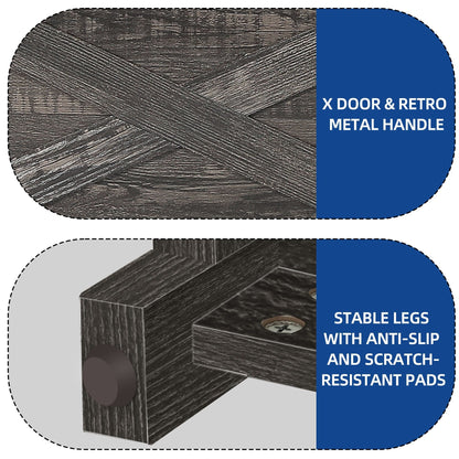 Farmhouse TV Stand for up to 65 TV with Doors and Open Shelves Media Console Power Outlet