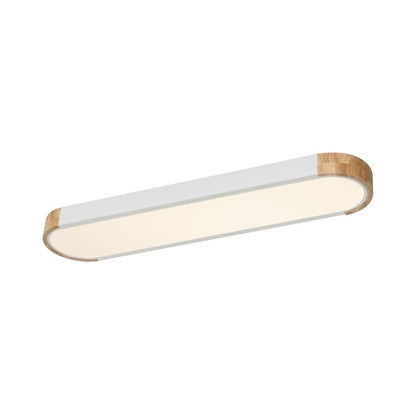 Farmhouse Wood Long Oval Dimmable LED Flush Mount - 37 3000k/6000k