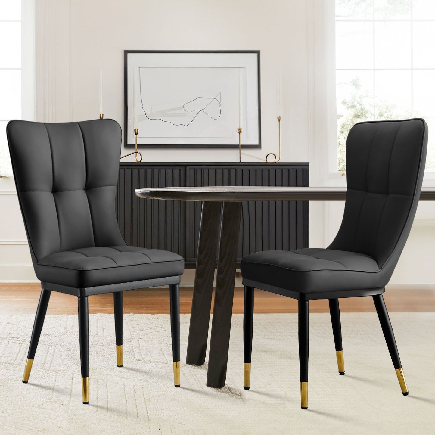 Faux Leather Upholstered Dining Chairs Set of 2/4