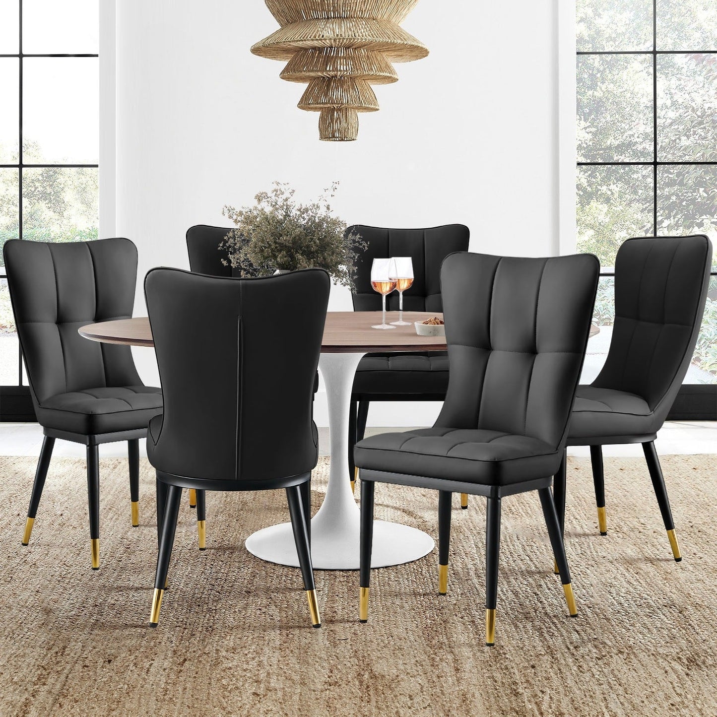 Faux Leather Upholstered Dining Chairs Set of 2/4