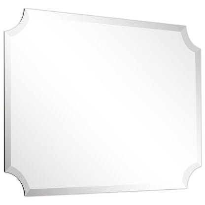 Frameless Rectangle Scalloped Beveled Wall Mirror, Bathroom, Vanity, Bedroom Mirror,1-beveled Edge - Clear