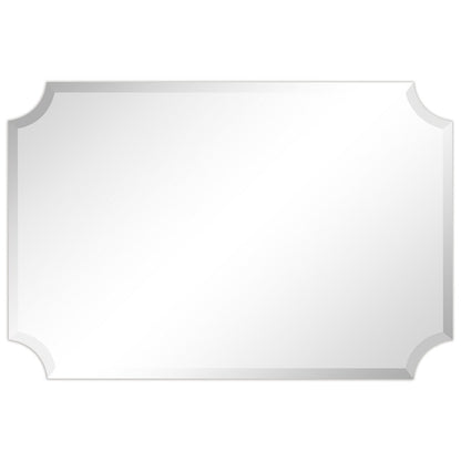 Frameless Rectangle Scalloped Beveled Wall Mirror, Bathroom, Vanity, Bedroom Mirror,1-beveled Edge - Clear