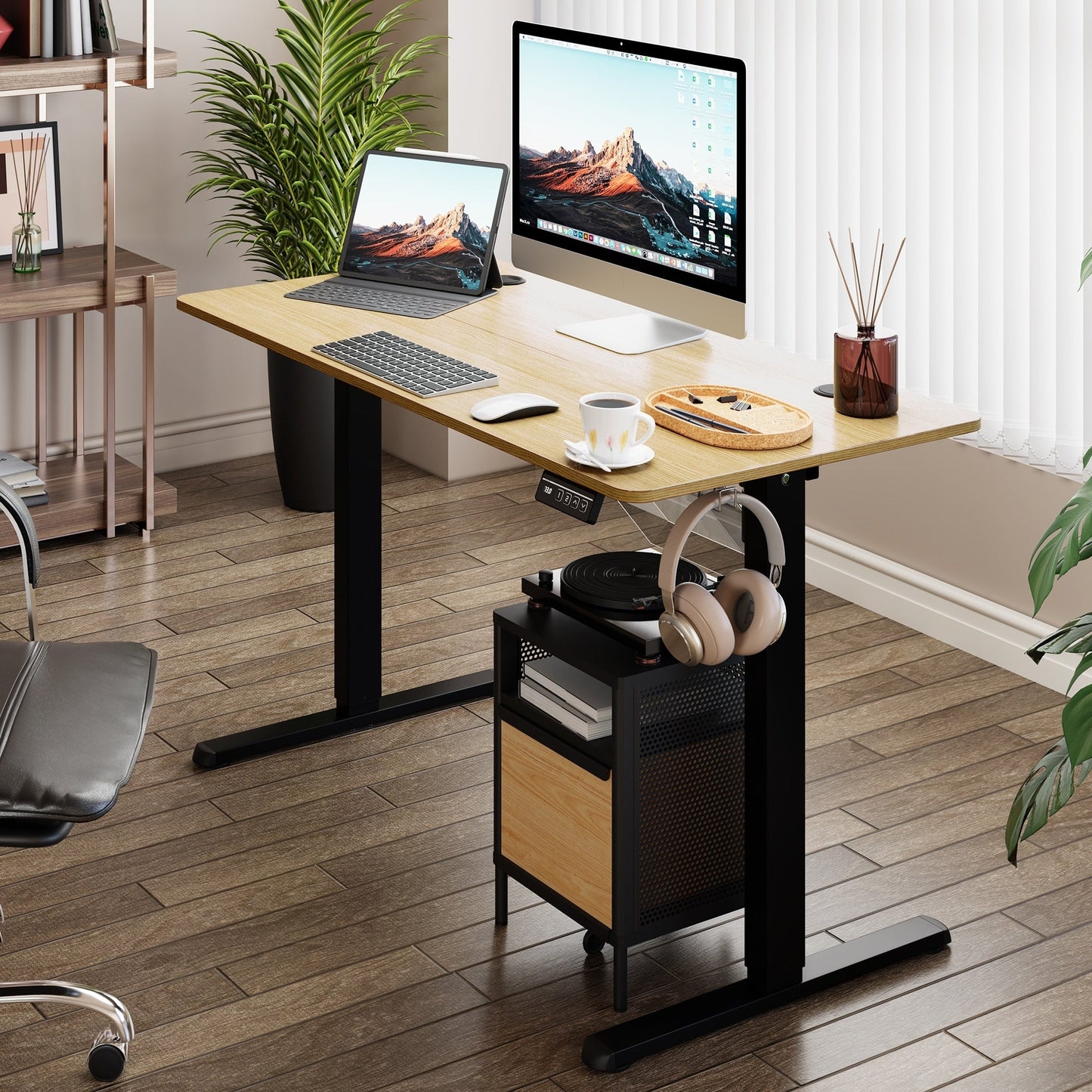 Futzca Height Adjustable Electric Standing Desk Sit Stand Computer Stand up Desk with Splice Board