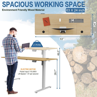 Futzca Height Adjustable Electric Standing Desk Sit Stand Computer Stand up Desk with Splice Board