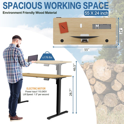 Futzca Height Adjustable Electric Standing Desk Sit Stand Computer Stand up Desk with Splice Board