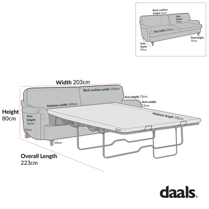 Daphnis Fudge Velvet Sofa Bed, Large 3-Seater
