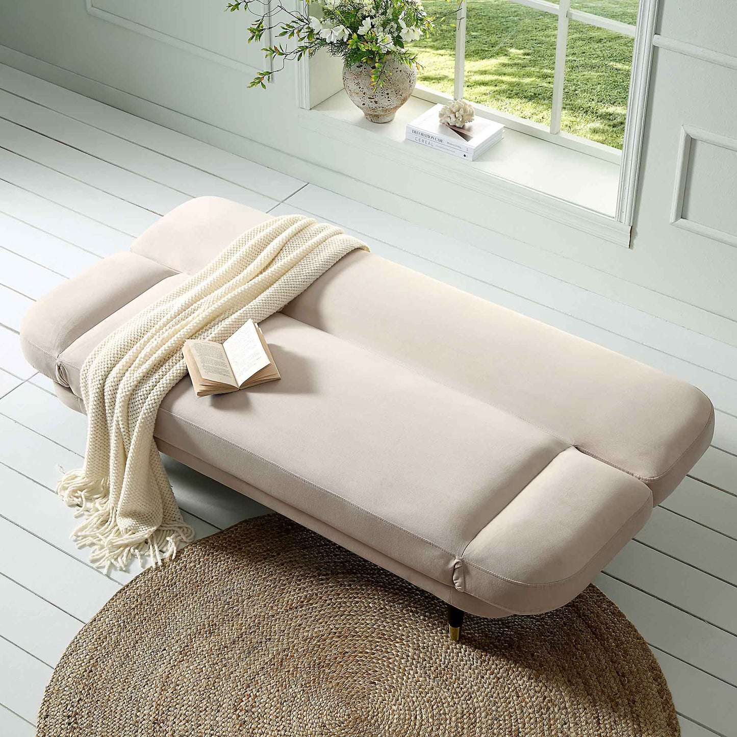 Solna 2-Seater Sofa Bed, Champagne Velvet