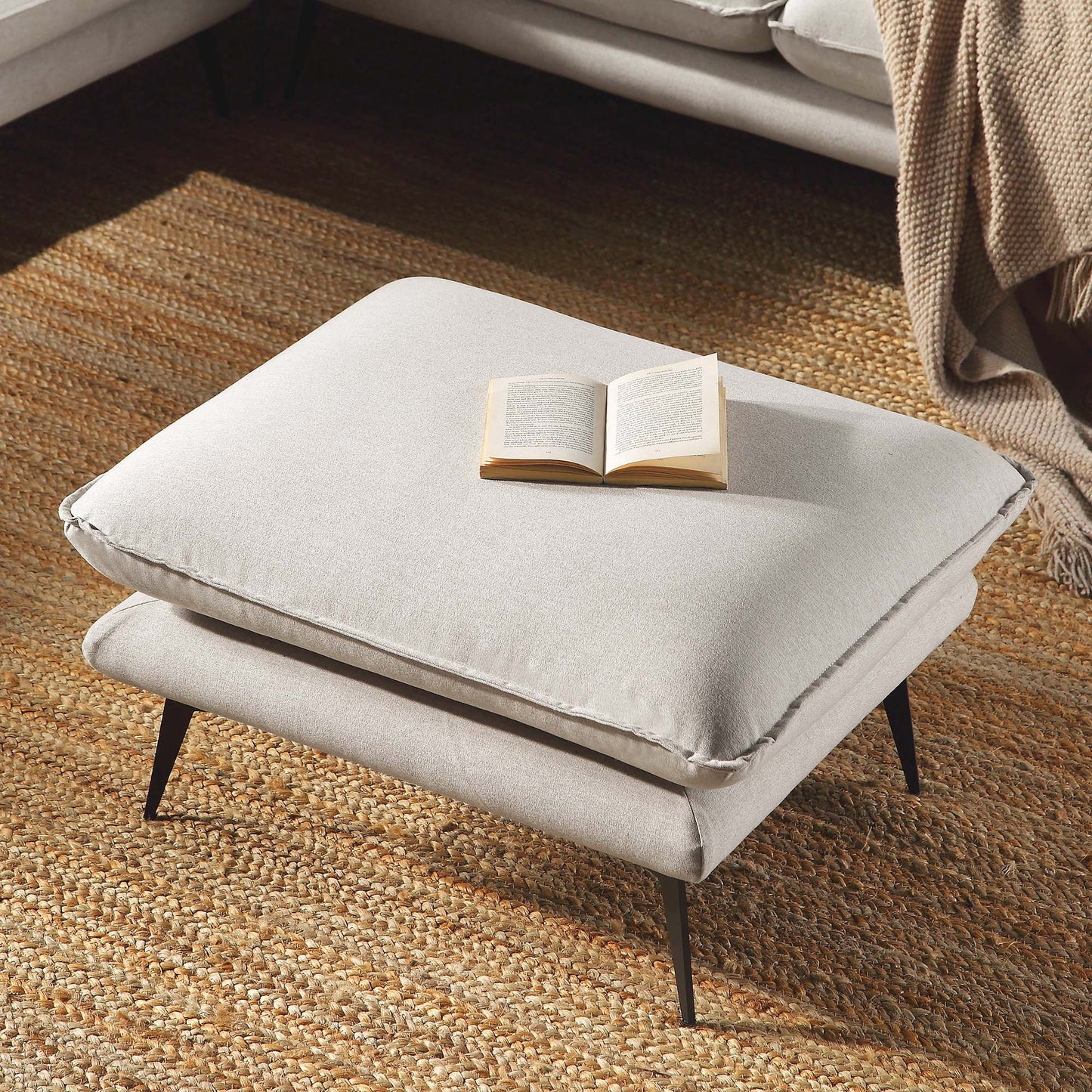 Obriel Oatmeal Fabric Footstool