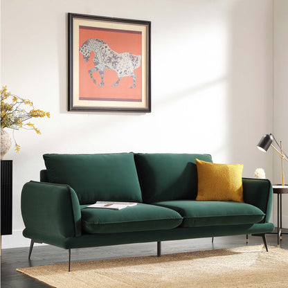 Obriel Forest Green Velvet Sofa, 3-Seater