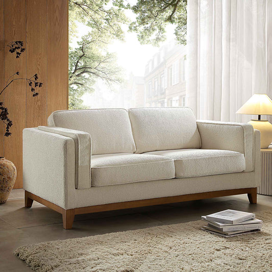 Dipley Beige Boucle Fabric Sofa, 2-Seater