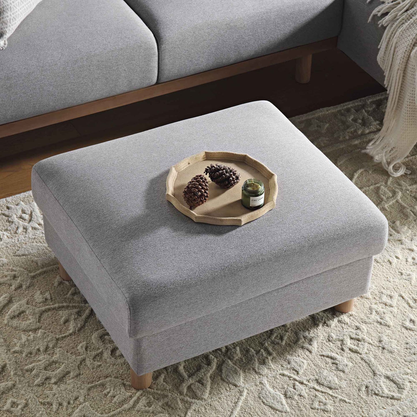 Timber Grey Marl Fabric Storage Ottoman