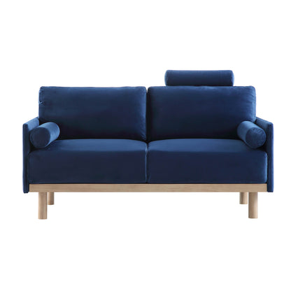 Timber Navy Blue Velvet Sofa, 2-Seater