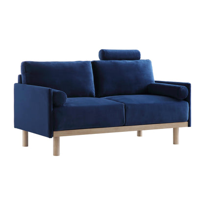 Timber Navy Blue Velvet Sofa, 2-Seater