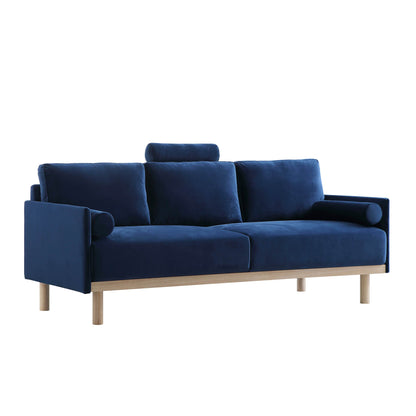 Timber Navy Blue Velvet Sofa, 3-Seater