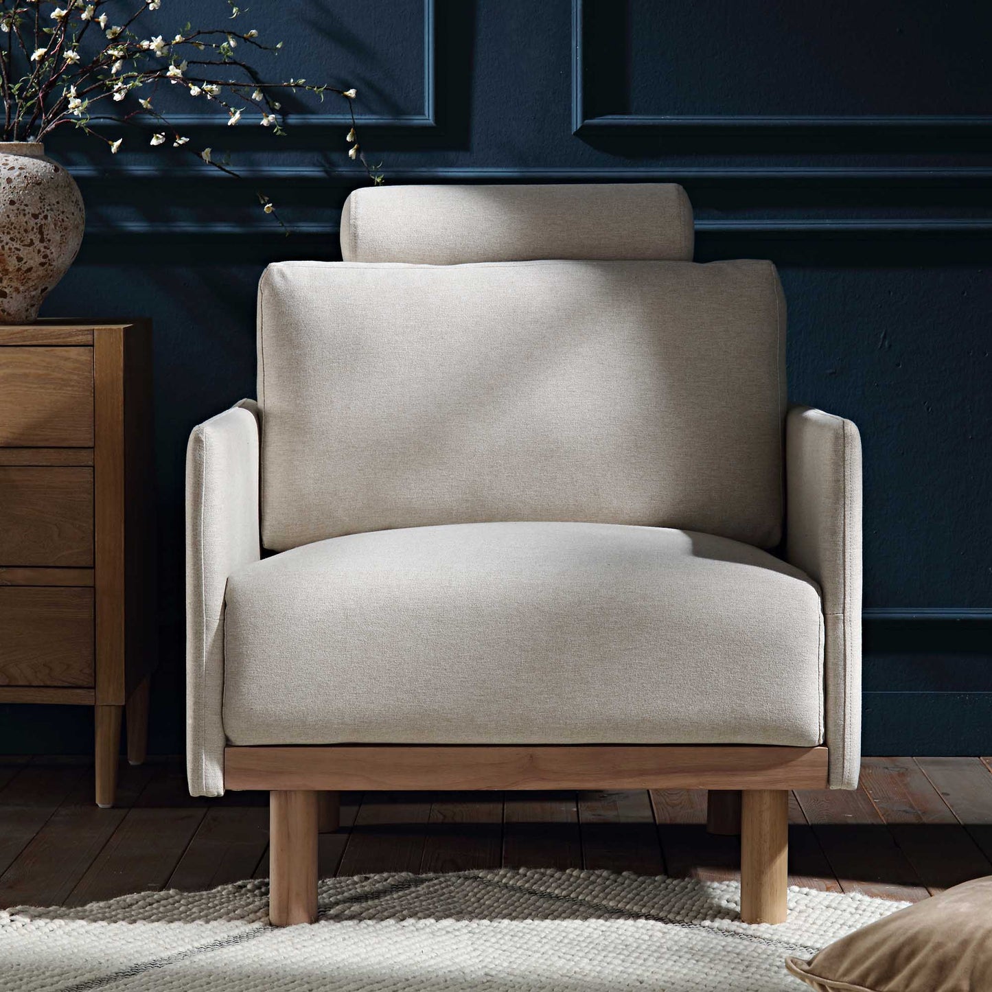 Timber Oatmeal Fabric Armchair