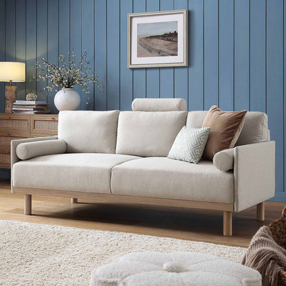 Timber Oatmeal Fabric Sofa, 3-Seater