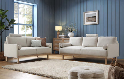 Timber Oatmeal Fabric Sofa, 3-Seater