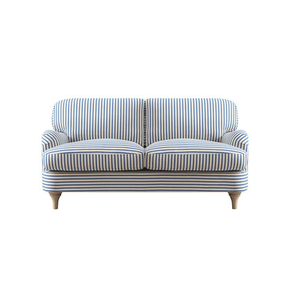 Daphnis Blue Striped Linen Blend Sofa, 2-Seater