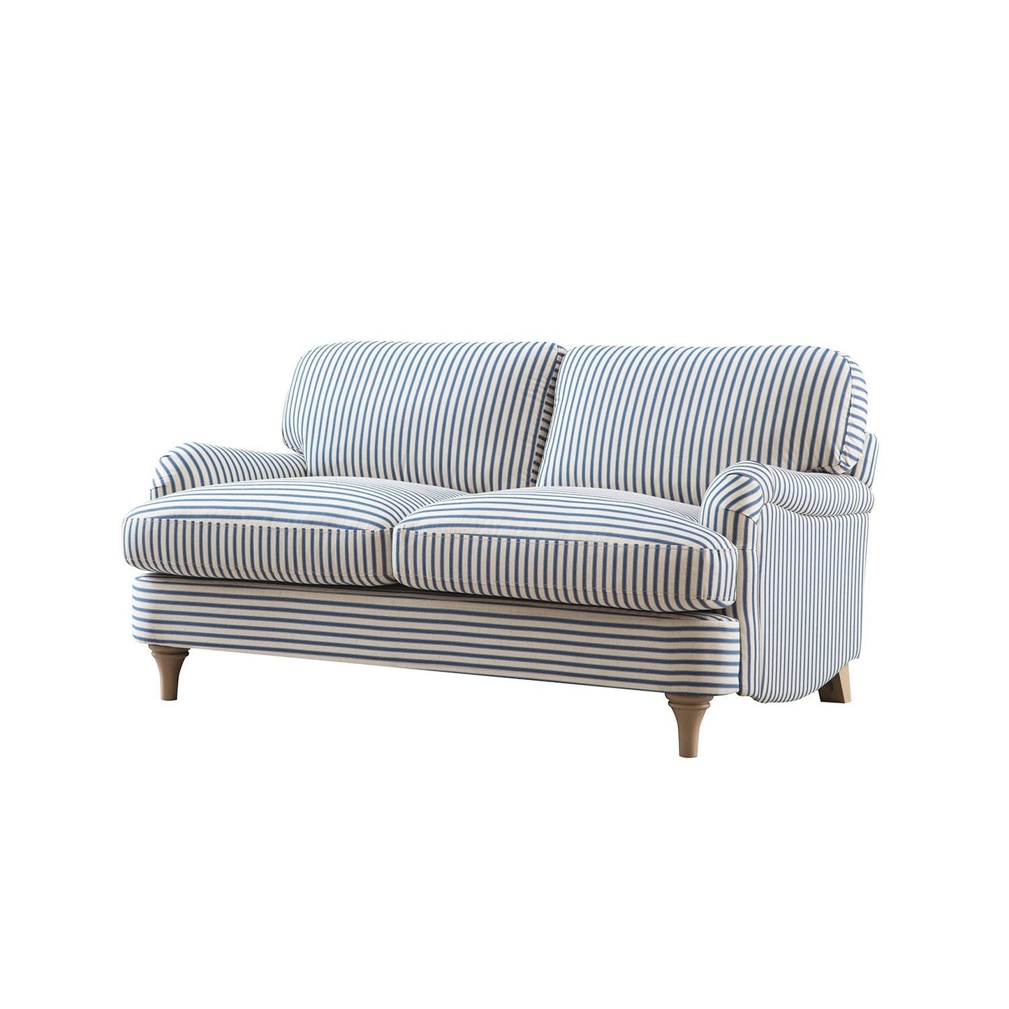 Daphnis Blue Striped Linen Blend Sofa, 2-Seater