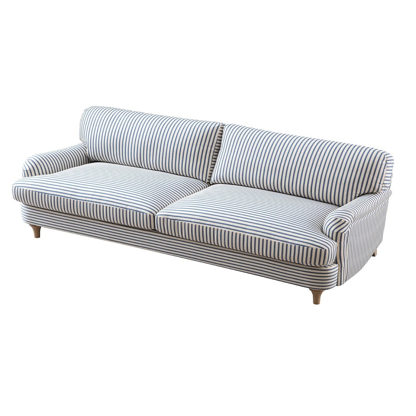 Daphnis Blue Striped Linen Blend Sofa, 3-Seater