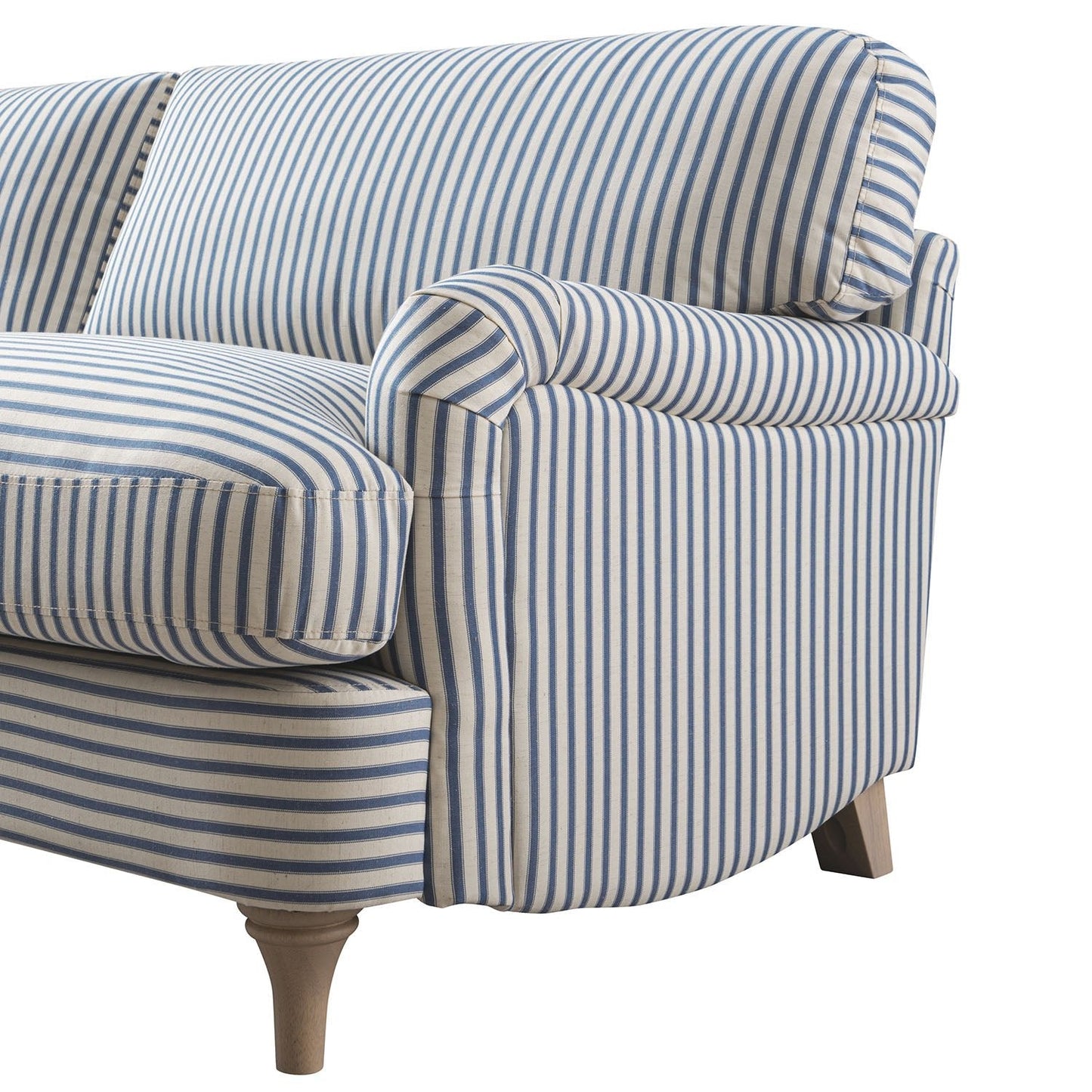 Daphnis Blue Striped Linen Blend Sofa, 3-Seater