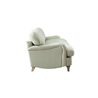 Daphnis Green Striped Linen Blend Sofa, 3-Seater