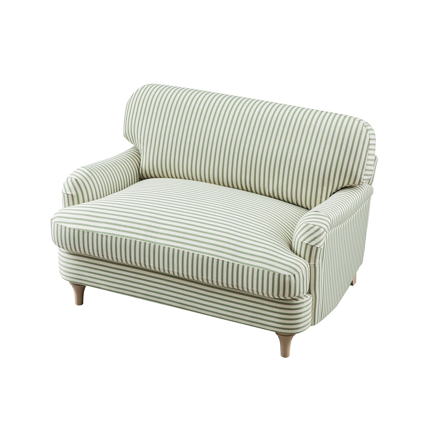 Daphnis Green Striped Linen Blend Sofa, Loveseat