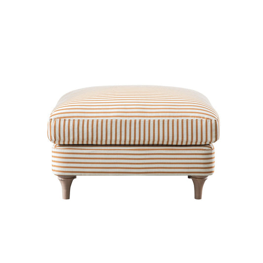 Daphnis Ochre Striped Linen Blend Footstool