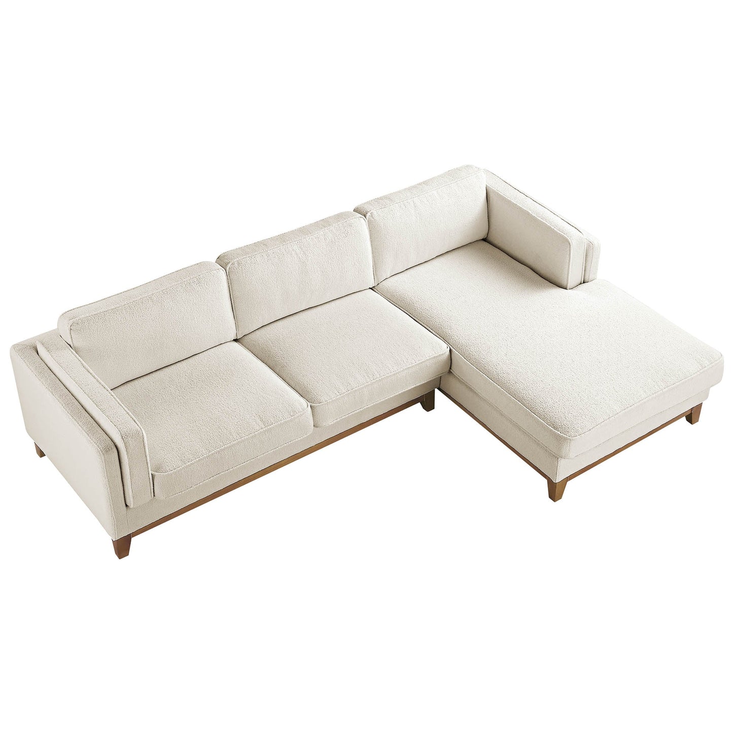 Dipley Beige Boucle Fabric Sofa, Grande Chaise Sofa Right Hand Facing