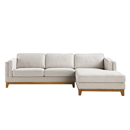 Dipley Oatmeal Woven Fabric Sofa, Grande Chaise Sofa Right Hand Facing
