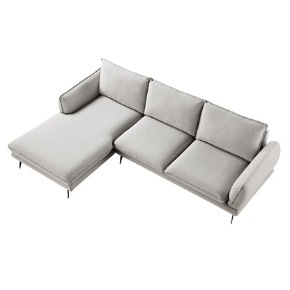 Obriel Grey Marl Fabric Sofa, Grande Chaise Sofa Left Hand Facing